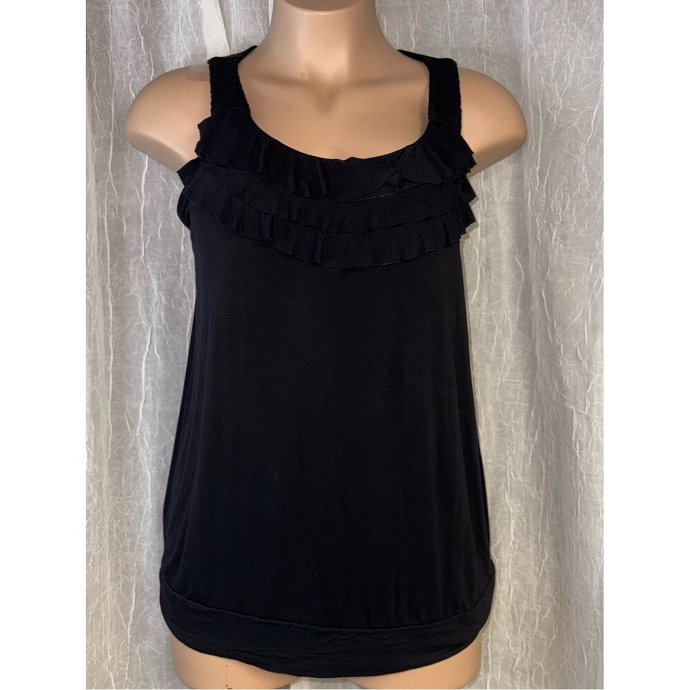 Lane Bryant Women’s 18/20 Black Layered Ruffle Sleeveless Blouse Plus Size